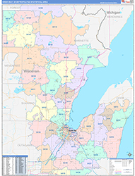 Green Bay Metro Area Wall Map Color Cast Style 2026